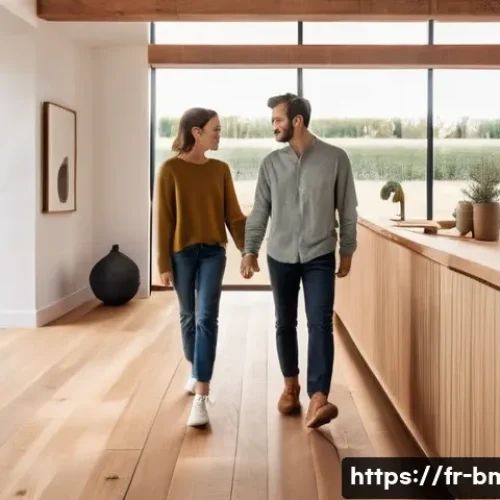 Home 26 건축자재 마케팅과 고객 심리학 - **Emotional Connection and Future Vision:**
"A heartwarming scene inside a beautifully lit, mode...